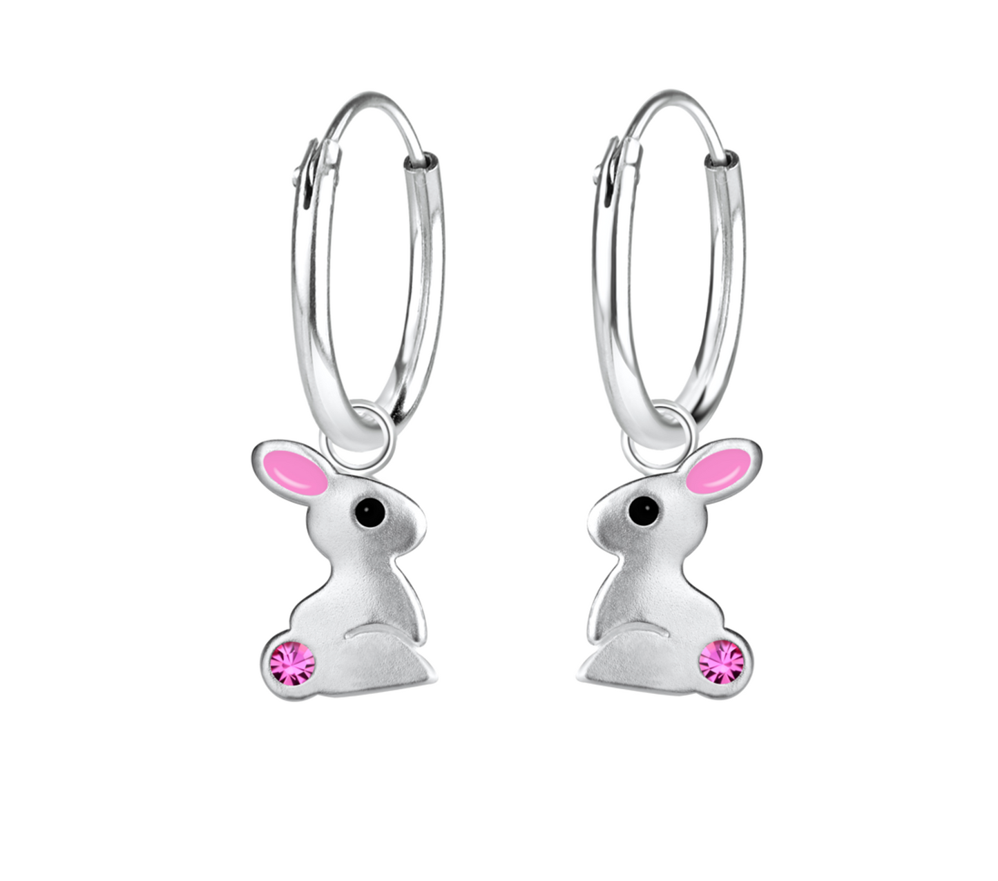 Silver Rabbit Charm Hoop