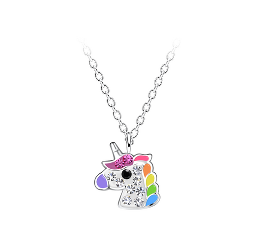 Rainbow Crystal Unicorn Necklace