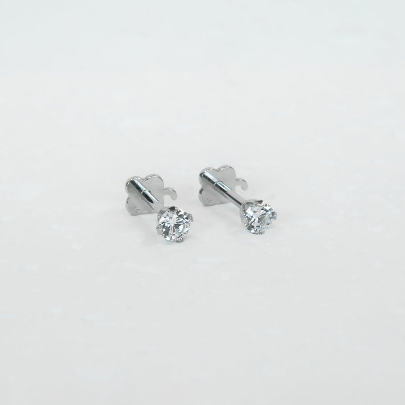 14K White Gold Screwtube 3mm+6.5mm (per pair)