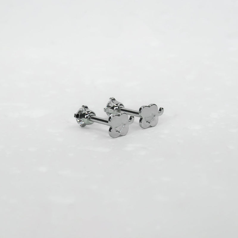 14K White Gold Screwtube 3mm+6.5mm (per pair)