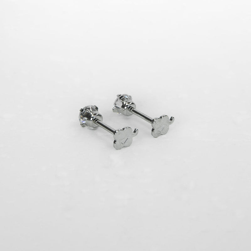 14K White Gold Screwtube 4mm+8mm (per pair)
