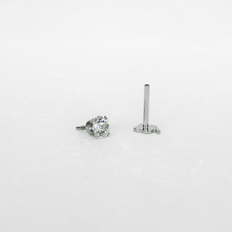 14K White Gold Screwtube 4mm+8mm (per pair)
