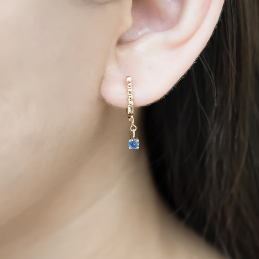Round Bezel Charm Blue Sapphire
