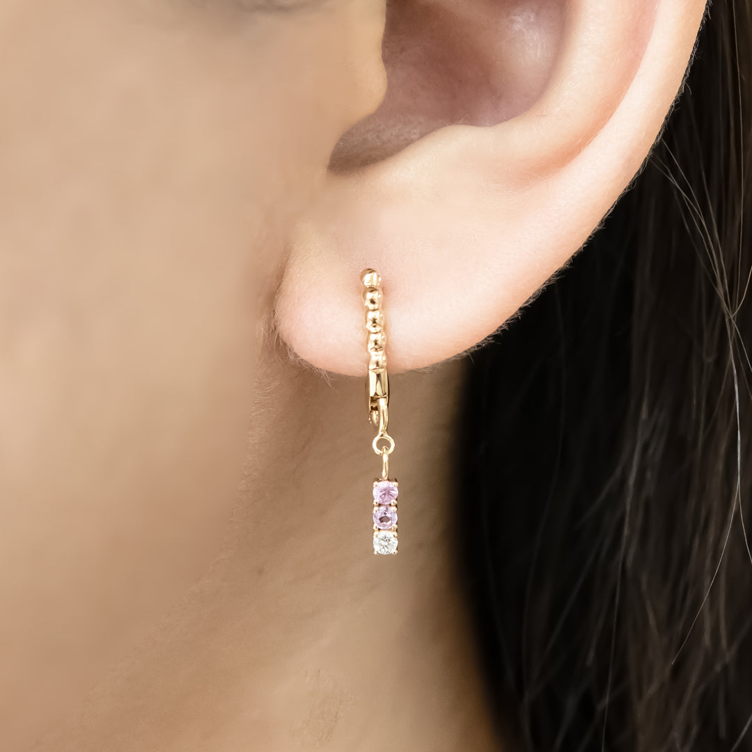 Tower Charm with Natural Diamond & Pink Sapphires