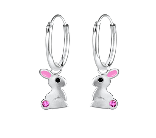 Silver Rabbit Charm Hoop