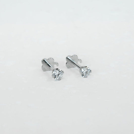 14K White Gold Screwtube 3mm+6.5mm (per pair)