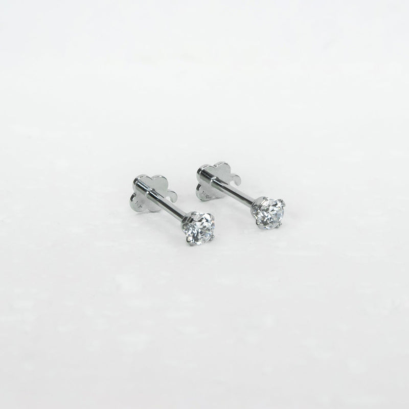 14K White Gold Screwtube 3mm+8mm (per pair)