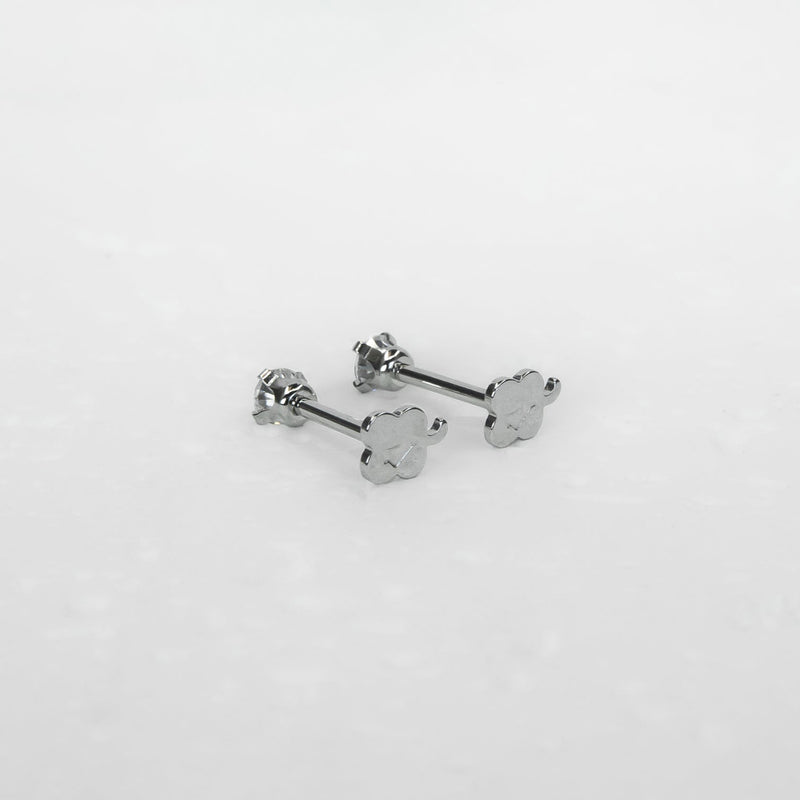 14K White Gold Screwtube 3mm+8mm (per pair)