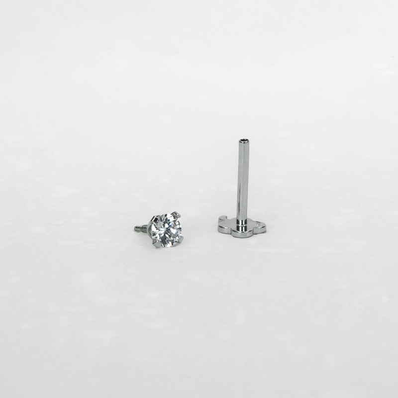 14K White Gold Screwtube 3mm+8mm (per pair)