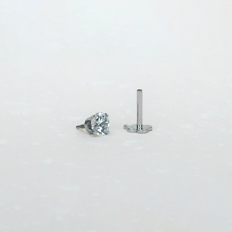 14K White Gold Screwtube 4mm+6.5mm (per pair)