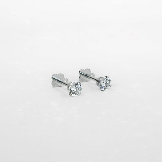 14K White Gold Screwtube 4mm+8mm (per pair)