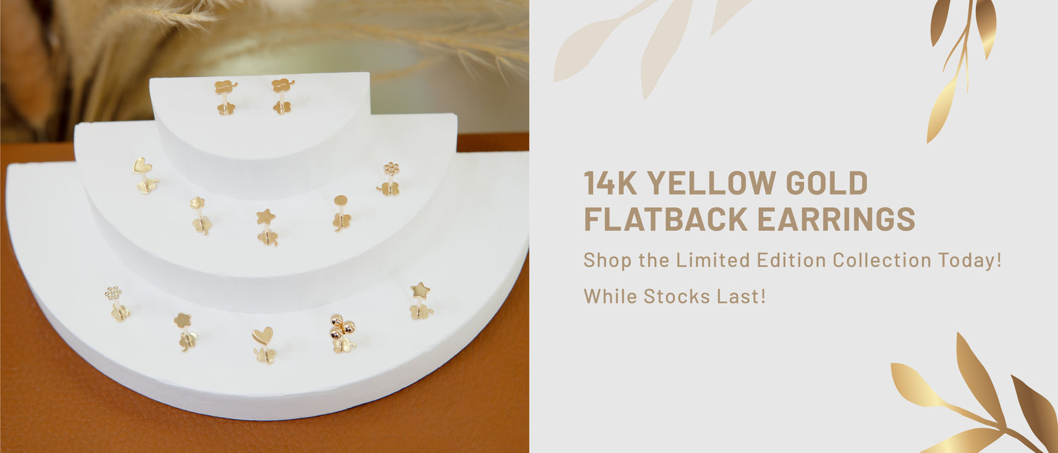 Stellar Malaysia 14K Yellow Gold Flatback Earrings - Ear Piercing at Stellar Malaysia