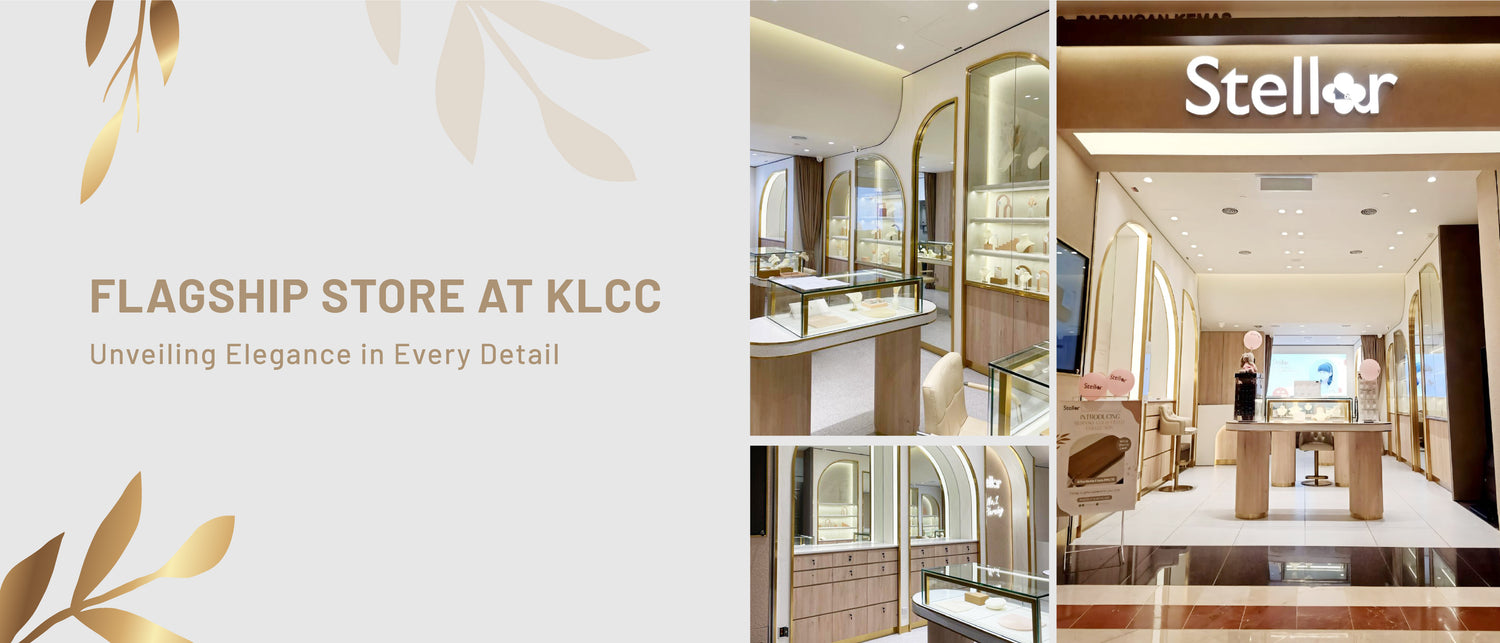 Stellar flagship store at KLCC, Kuala Lumpur, Malaysia - offering professional ear piercing services and showcasing elegant jewelry displays.